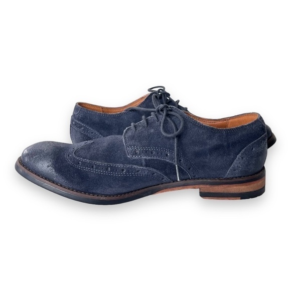 Clarks Exton Cushion Plus Blue Suede Leather Wingtip Lace Up Mens Oxford Loafers - Picture 10 of 12
